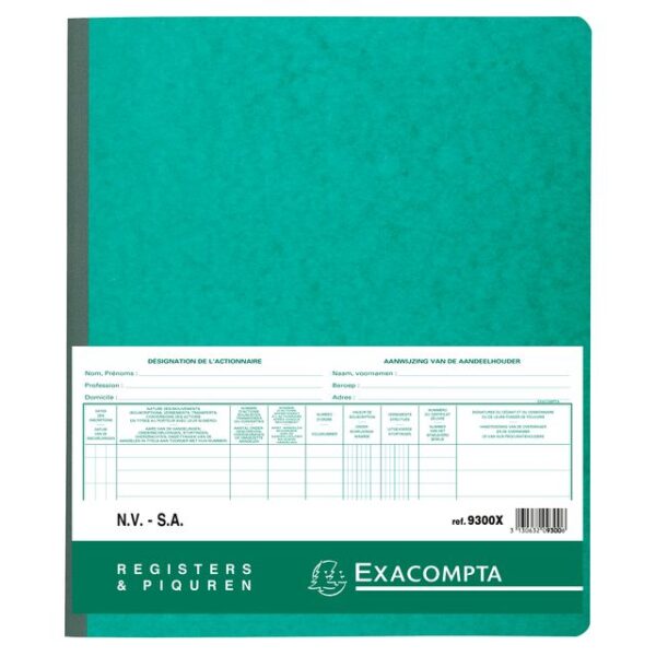 Register Piqure aandeelhouder NV/SA 250x320mm 80vel groen