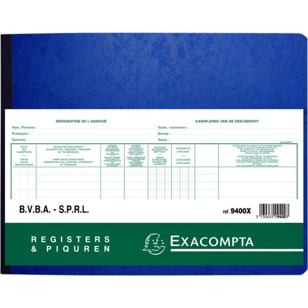 Register Piqure aandeelhouder BVBA/ SPRL 320x240mm 80vel groen | 5 stuks