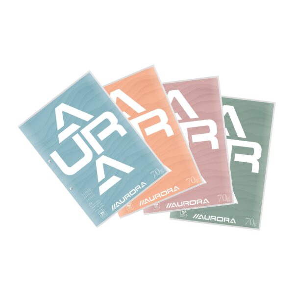 Cursusblok Aurora A4 ruit 4x8mm 2-gaats 200 pagina&apos;s 70gr