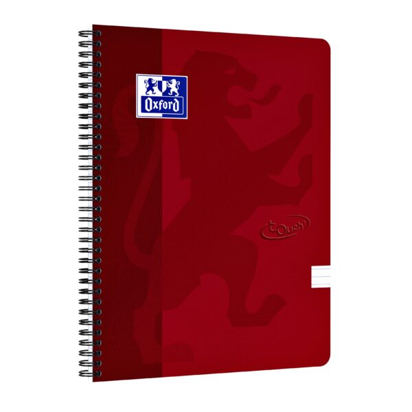 Spiraalblok Oxford Touch A4 lijn 140 pagina&apos;s 80gr rood | 5 stuks