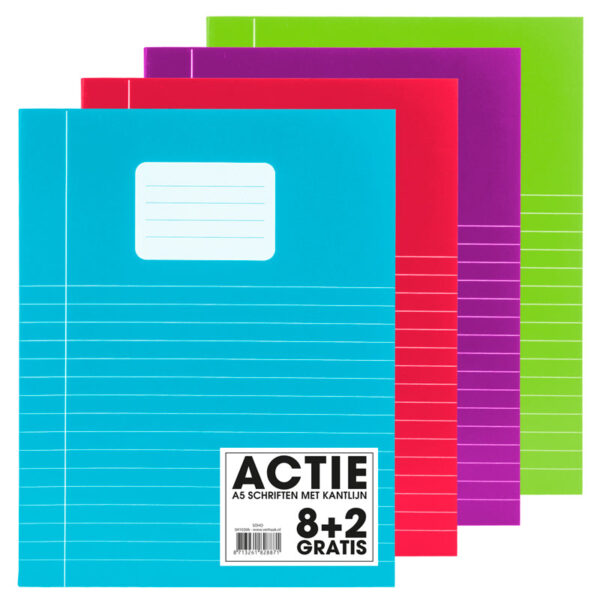 Schrift SOHO Trend A5 lijn 80 pagina&apos;s 70gr assorti 8+2 gratis
