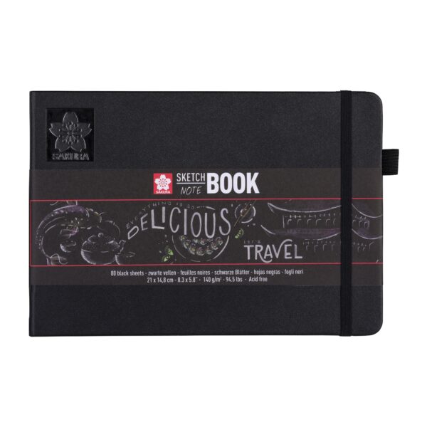 Schetsboek Sakura 80 zwarte vellen 140gr 210x148mm zwart | 5 stuks