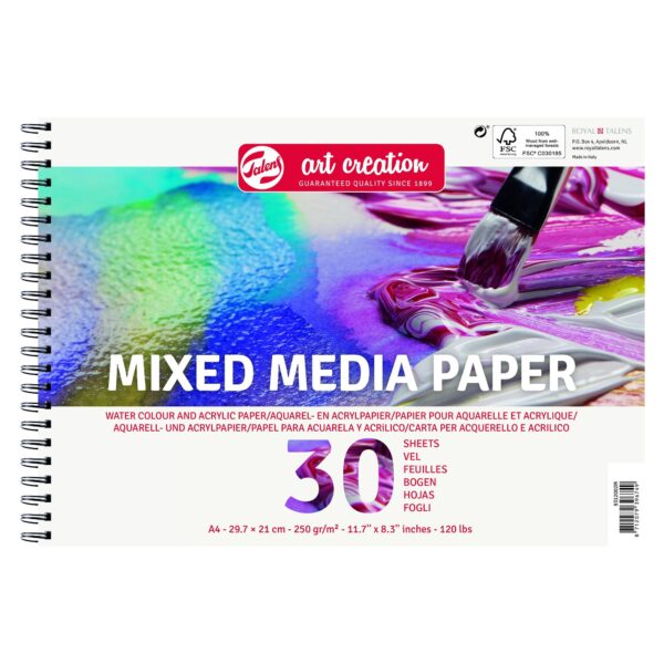 Acryl-aquarelverfpapier Talens Art Creation mixed media A4 wit | 3 stuks
