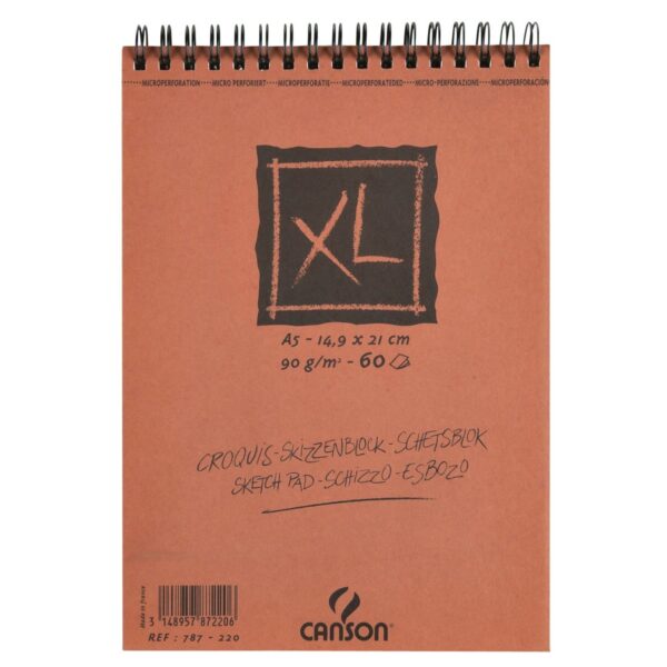 Schetspapier Canson XL Sketch 60vel 90gr A5 ivoorwit | 5 stuks