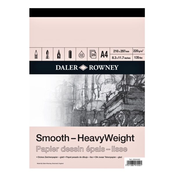 Tekenpapier Daler-Rowney Smooth Heavyweight 220gr A4 natuurlijk wit