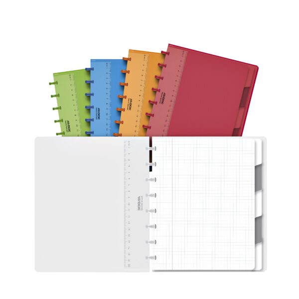 Schrift Adoc A5 ruit 5x5mm 144 pagina&apos;s 90gr met 5 tabbladen assorti