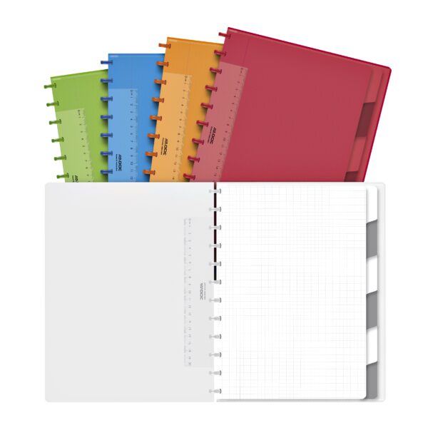 Schrift Adoc A4 ruit 5x5mm 144 pagina&apos;s 90gr met 6 tabbladen assorti | 8 stuks