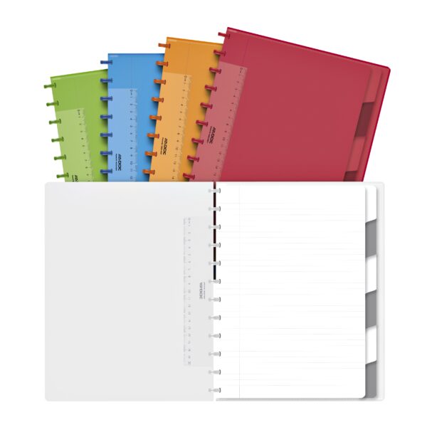 Schrift Adoc A4 lijn 144 pagina&apos;s 90gr met 6 tabbladen assorti | 8 stuks