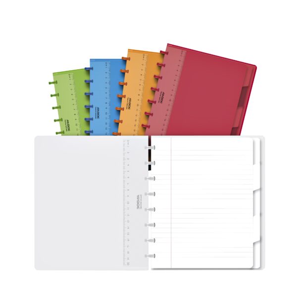Schrift Adoc A5 lijn 144 pagina&apos;s 90gr met 5 tabbladen assorti | 10 stuks