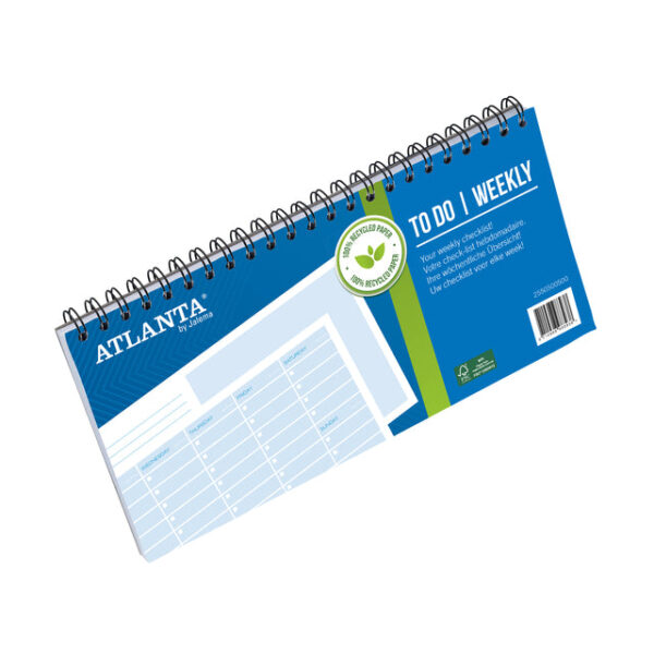 Things to do Djois Atlanta recycled papier Weekly 297x150mm 60vel 70gr landscape blauw | 5 stuks