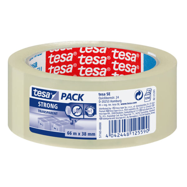 Verpakkingstape tesapack® Strong 66mx38mm transparant | 8 stuks