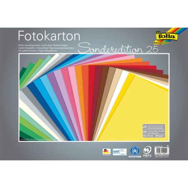 Fotokarton Folia 2-zijdig 50x70cm 300gr 25 vel assorti
