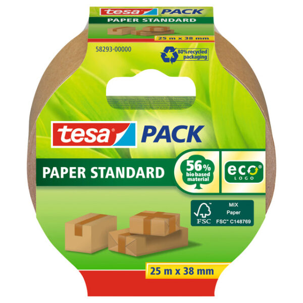 Verpakkingstape tesapack® Papier Standard ecoLogo 25mx38mm bruin | 8 stuks