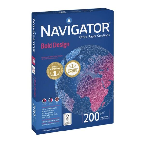 Kopieerpapier Navigator Bold Design A4 200gr wit 150 vel | 7 stuks