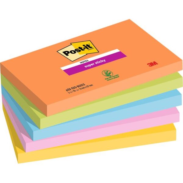 Memoblok post-it 655 super sticky 76x127mm boost | 12 stuks