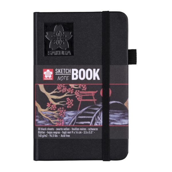 Schetsboek Sakura 80 zwarte vellen 140gr 90x140mm zwart | 5 stuks