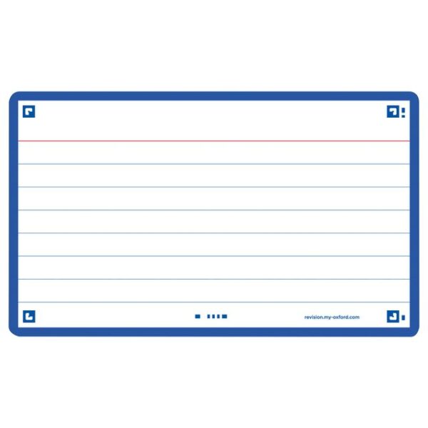 Flashcard Oxford 2.0 75x125mm 80 vel 250gr lijn blauw