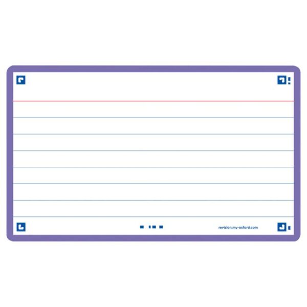 Flashcard Oxford 2.0 75x125mm 80 vel 250gr lijn paars | 20 stuks