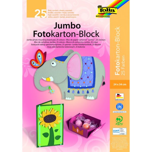 Fotokarton Folia 2-zijdig 24x35cm 300gr 25 vel assorti | 5 stuks