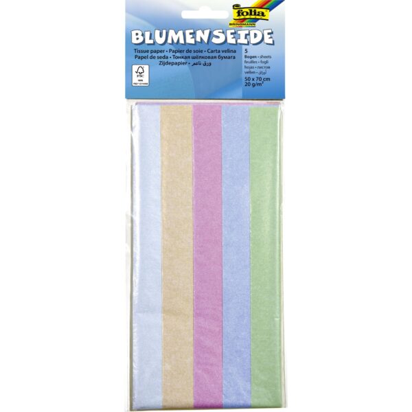 Zijdevloeipapier Folia 50x70cm 20gr iriserend assorti 5 vel