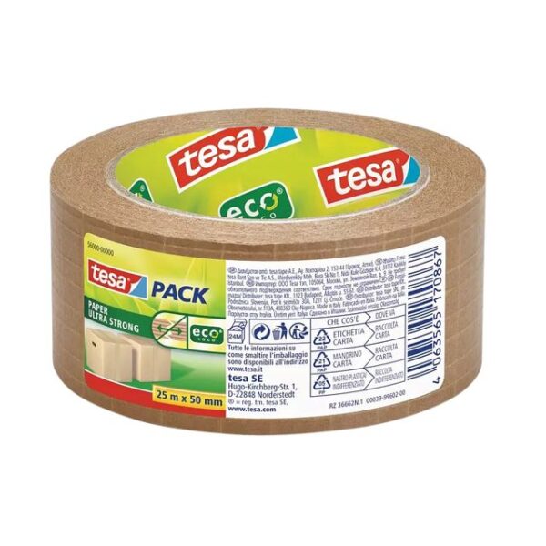 Verpakkingstape Tesa 56000 Eco papier ultra strong 50mmx25m | 6 stuks