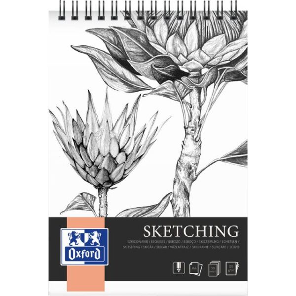 Tekenblok Oxford Sketching A4 50 vel 120 gram spiraal | 5 stuks