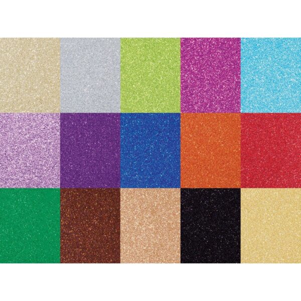 Glitterkarton Folia 50x70cm 300gr 15 vel 15 kleuren