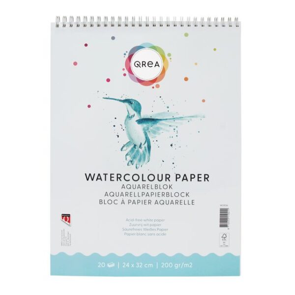 Aquarelblok Qrea 24x32 20 vel 200gr spiraal | 5 stuks