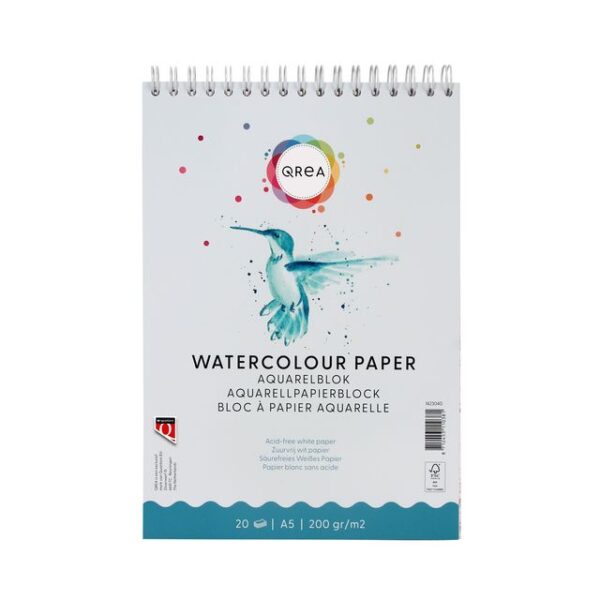 Aquarelblok Qrea A5 20 vel 200gr spiraal