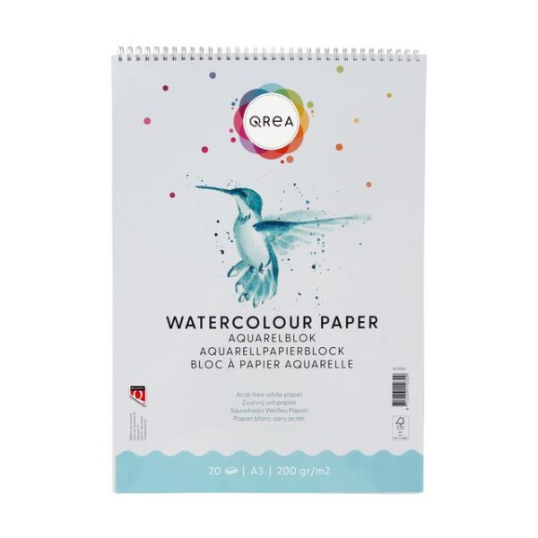 Aquarelblok Qrea A3 20 vel 200gr spiraal | 5 stuks