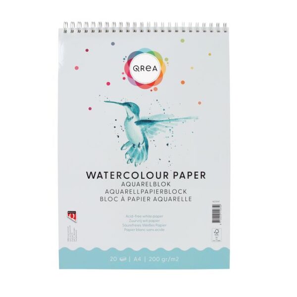Aquarelblok Qrea A4 20 vel 200gr spiraal