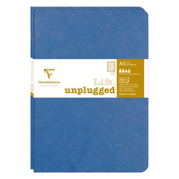 Schrift Clairefontaine A5 lijn 96 pagina&apos;s 90gr blauw seal à 2 stuks