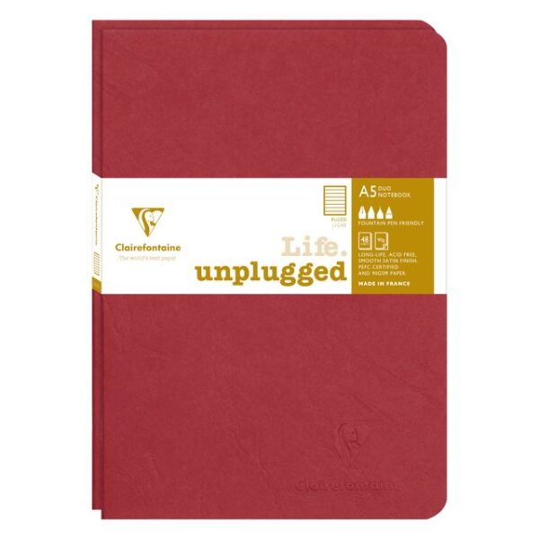 Schrift Clairefontaine A5 lijn 96 pagina&apos;s 90gr rood seal à 2 stuks