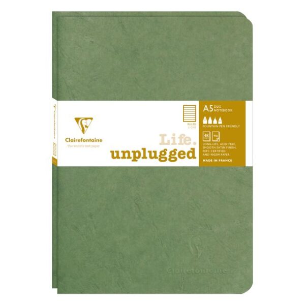 Schrift Clairefontaine A5 lijn 96 pagina&apos;s 90gr groen seal à 2 stuks