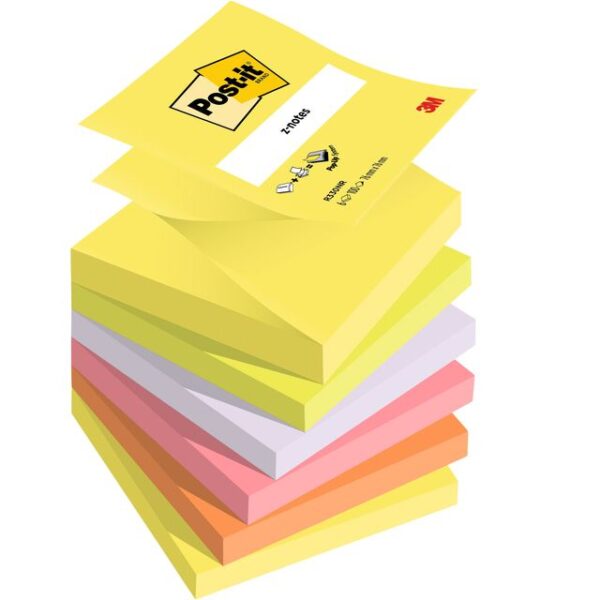 Memoblok 3m post-it z-note r330 76x76mm ass kleur | 12 stuks