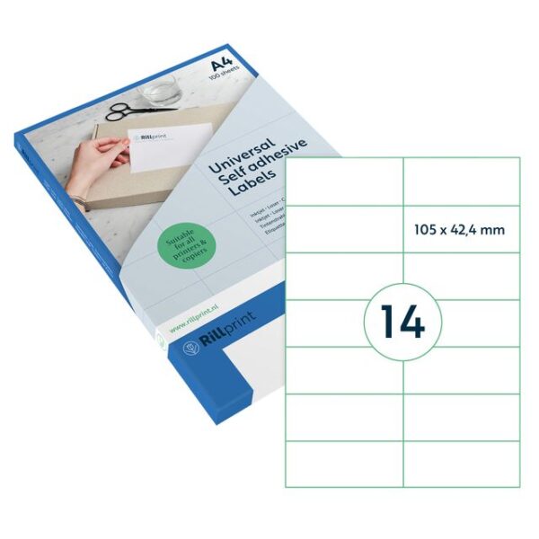 Etiket Rillprint 105x42.4mm mat transparant 350 etiketten