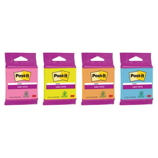 Memoblok 3m post-it 6920 ss 76x76mm ass. kleur