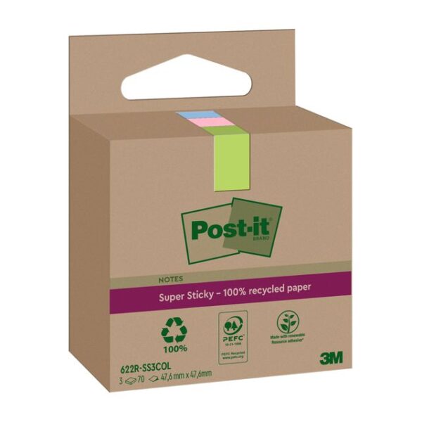 Memoblok 3m post-it 622 rss3col 47.6x47.6mm ass.kl | 12 stuks