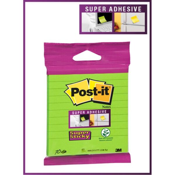 Memoblok 3m post-it 101x101 ss groen met lijn