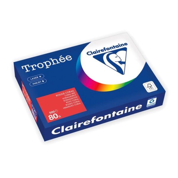 Kopieerpapier Trophée A4 80gr koraalrood 500 vel | 5 stuks
