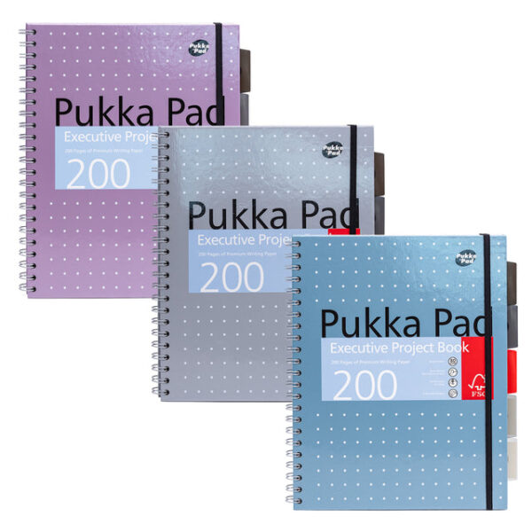 Projectboek Pukka Pad Metallic Executive A4 lijn 5-tabs 4-gaats 200 pagina&apos;s 80gr assorti
