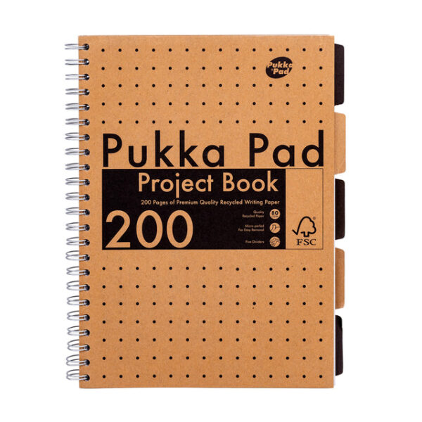 Projectboek Pukka Pad Kraft A4 lijn 5-tabs 200 pagina&apos;s 80gr