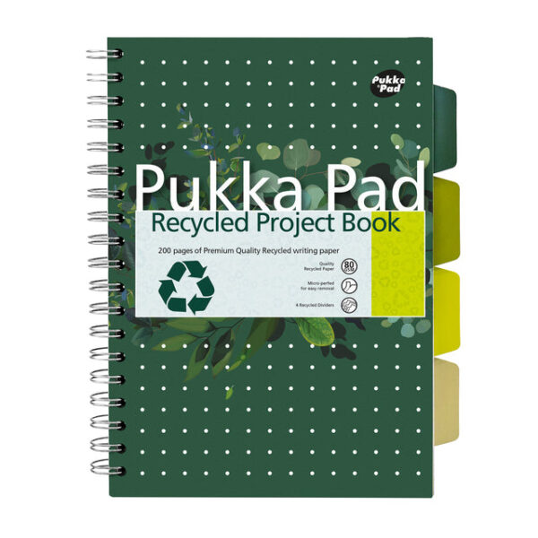 Projectboek Pukka Pad Recycled B5 lijn 4-tabs 200 pagina&apos;s 80gr groen