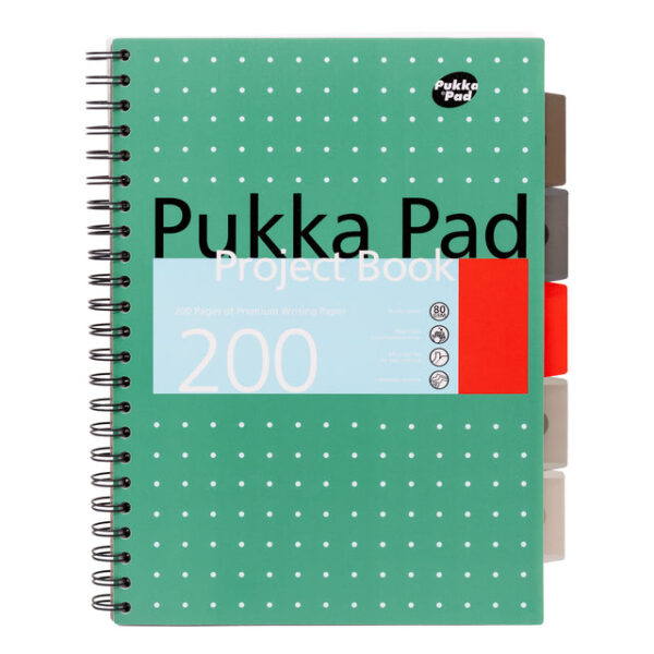 Projectboek Pukka Pad Metallic A4 lijn 5-tabs 200 pagina&apos;s 80gr groen