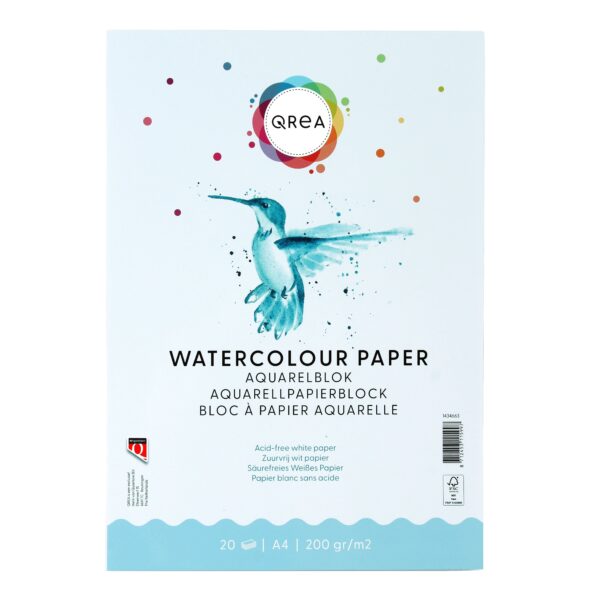 Aquarelblok Qrea A4 20vel 200gr gelijmd