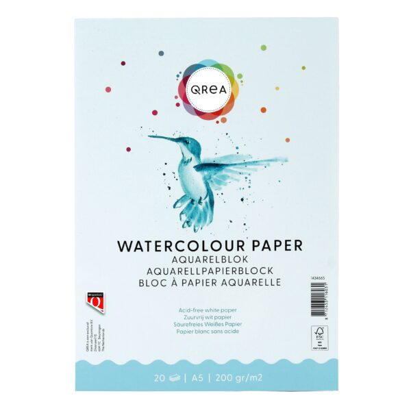 Aquarelblok Qrea A5 20vel 200gr gelijmd