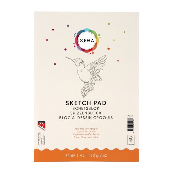 Schetsblok Qrea A5 24 vel 120gr gelijmd | 5 stuks