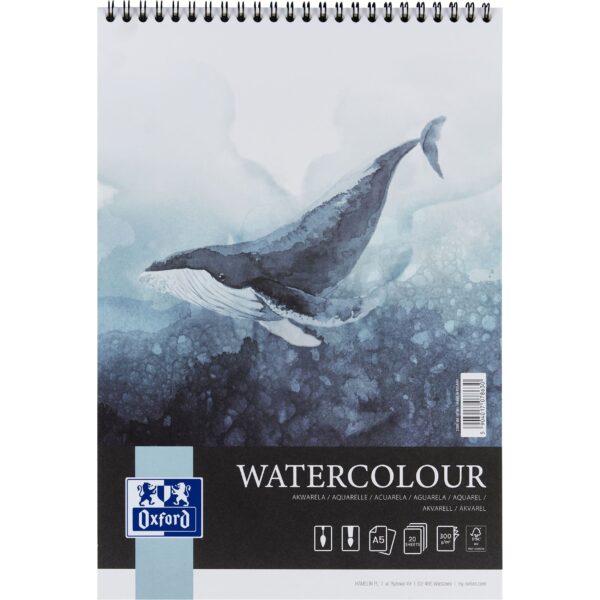 Aquarelblok Oxford Watercolour A5 20 vel 300 gram spiraal | 5 stuks