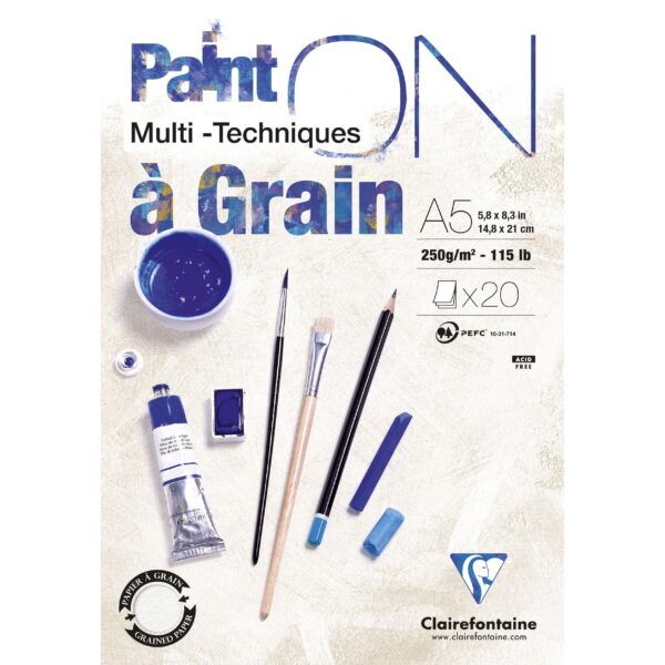 Tekenblok Clairefontaine Paint On A5 gekorreld 20 vel 250gr