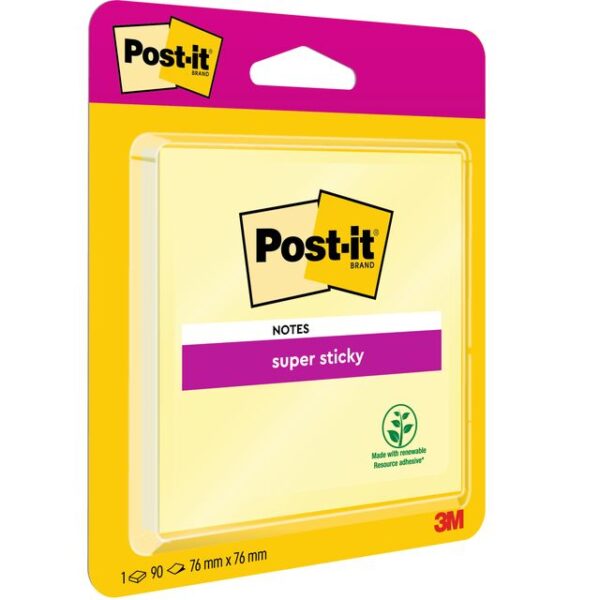 Memoblok post-it 6920 super sticky 76x76mm geel